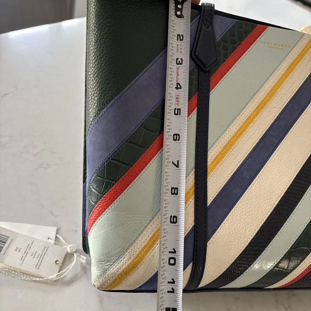 Tory Burch Perry Balloon Stripe Triple Compartment Tote Striped Multicolored‎